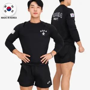 발열 해군 맨투맨 ROKN 검정 국산 겨울 기모 로카티 군인 군용 긴팔티