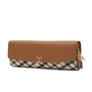 (선물포장/쇼핑백동봉)(VICTORIA) 브라운 체크배색 DD로고 장지갑DCWA2E421W2