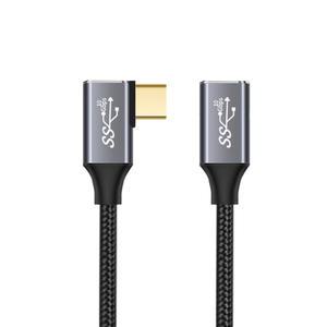 JETTSE 히든 USB 3.1 C타입 연장 케이블 GEN2 10Gbps 100w 고속 충전 데이터 연장 선 L자형