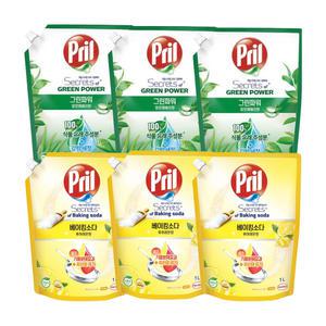 프릴 베이킹소다 레몬, 3개 + 알로에베라, 리필 1L, 3개