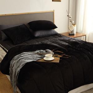 겨울 극세사 소중한가족 도레미 차렵 이불 단품 / SS 슈퍼싱글 / 블랙