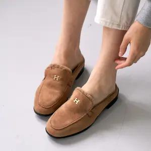 스웨이드 털안감 겨울 여성 뮬 블로퍼 슬리퍼 사무실슬리퍼