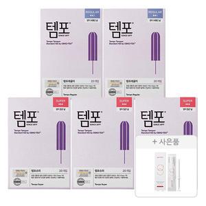 템포 오리지널 탐폰 슈퍼 20P, 3개 + 레귤러 20P, 2개  + 증정(지노렉스 페미닌 이너밸런스 (질세정기) 3P, 1개)