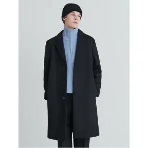 울/캐시미어 솔리드 루즈핏 싱글 체스터 코트  블랙 (RX4930P535)