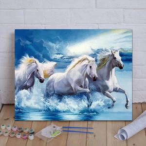 데일리인 백마 유화 그리기 diy 세트 말 그림 명화 대형 액자