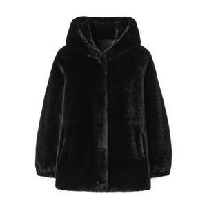 라벨르by신영모피 페이크퍼 무스탕 라인트리밍 후드자켓