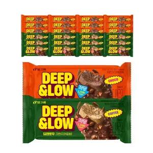 [빙그레] 딥앤로우 크런치 바 혼합 24개 (초코바 12개 + 커피바 12개) / 저당 아이스크림