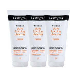 뉴트로지나 딥클린 아크네 포밍 클렌저 175g 3개 / 약산성 폼클렌징