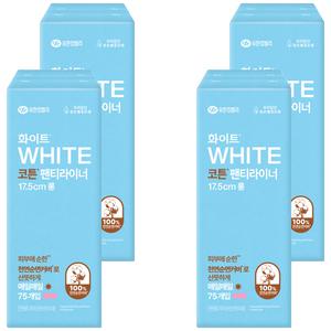 화이트 코튼 바디케어 팬티라이너 롱 75매입 4개