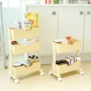 국내생산 로만 슬림 트롤리 2단 3단 이동식 틈새 선반 주방 거실 수납