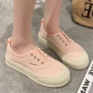 여성 청소년 컬러 배색 슬립온 키높이 운동화