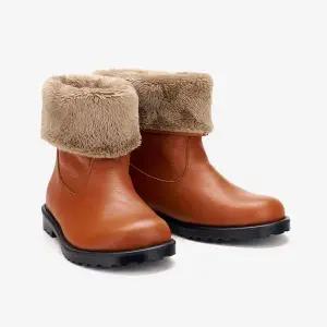 [보리보리/아이들]1134 키즈 & 맘 소가죽 청키 퍼 부츠 - 카멜