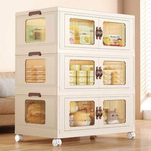 투명접이식다용 납장 이동식 접이식 옷정리함 폴딩 다용도접이식수납장 조립식 거실 4단