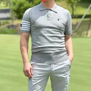 어메이징 골프웨어 남성 썸머 스웨터 고스트 카라 완장 골프 티셔츠