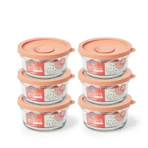 글라스락 렌지쿡 촉촉한 햇밥용기 원형 350ml 6조