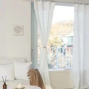 [텐바이텐]에센셜 샤이닝 길이조절 레이어드 중형 가리개커튼 2장(집게링포함)