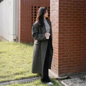 [제작/빅사이즈]이블렛 로베네 울 누빔 카라 더블 롱코트 제이스타일