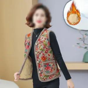 할머니 조끼 겨울 촌캉스 양털 꽃무늬 자수 김장 빅사이즈