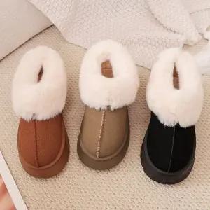 여성 방한화 데 스웨이드 키높이 여성 털 부츠 겨울 미들 슈즈