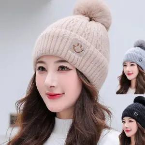 여자 비니 모자 따뜻한 꽈배기 겨울 여성 비니 모자 방한 방울