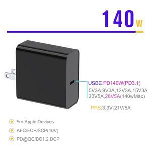 140W / 65W GaN PD QC USB Type-C 충전기 노트북 용 듀얼 포트 고속 28V 5A EU 미국 어댑터 (케이블 포함)