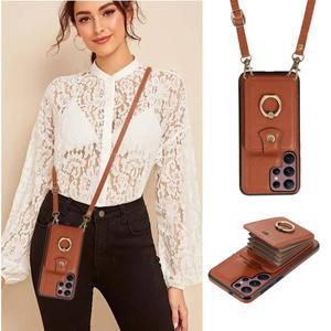 삼성 갤럭시 S22/S21/S20 울트라/노트 10/20 울트라/S20 FE/S10용 카드 홀더가 있는 케이스 지갑, 360 °