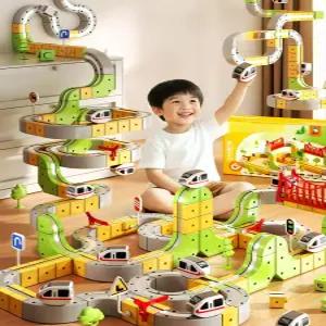 자석레일 전동자석 큐브 고속 기차 블록 DIY 창의력 장난감 자석블럭 궤도