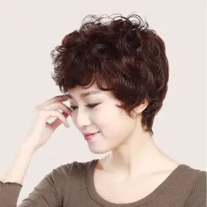 가발 웨이브 숏컷 중년여성가발 통가발