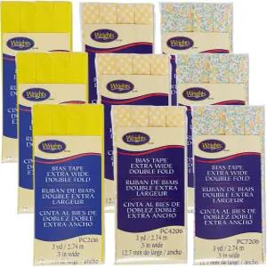 라이트 엑스트라 와이드 1/2인치 퀼팅 및 재봉용 더블 폴드 바이어스 테이프 총 27야드 멀티컬러 9피스