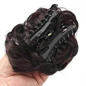 똥머리 집게핀 가발 브라운 헤어스타일링 C컬펌