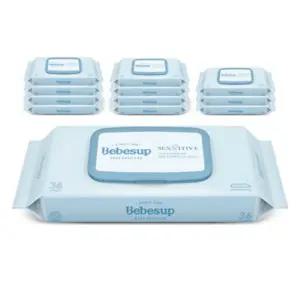 베베숲 자연유래 레이온 원사 프리미엄 엠보싱 저자극 아기물티슈_캡형 36매 12팩