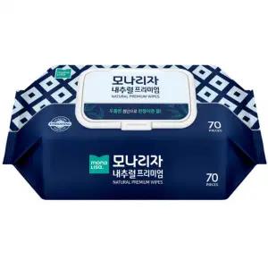 모나리자 내추럴 프리미엄 고평량 80gsm 엠보싱 물티슈(캡) 70매 - 10개