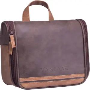 남성용 행잉 세면도구 가방 VANCASE 빈티지 가죽 면도 도프 키트 중간 방수 여행용 욕실 휴대용 샤워