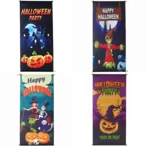 고품질 할로윈 파티 장식 배너 호박 테마 현수막 족자봉 장식물 (WFJPBXF)