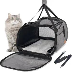 대형 고양이용 고양이 캐리어 20파운드 부드러운 측면 통기성 메시 여행용 항공사 승인 소형견 강아지용