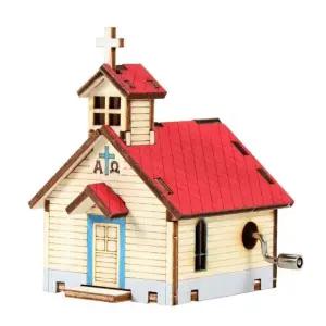 수동 DIY 오르골 A형 YM8621 교회 모델 수제 만들기 (WFJ4PLK)