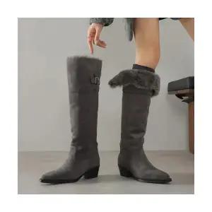 엘럽 여자 롱부츠 기모 워커부츠 겨울 통굽 버클 원템4
