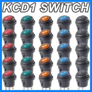 Waterproof KCD1 Round Button ON-OFF Switches Boat-shaped Push Button Switch Rocker Switch with Light