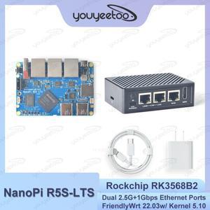 Nanopi R5S LTS Rockchip RK3568B2 4GB RAM 32GB eMMC 개발 보드 Quad-Cortex-A55 CPU 2.0GHz 2x PCIe 2.5G
