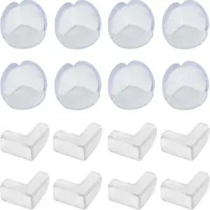 가구용 테이블 모서리 보호대 - 실리콘 자체 접착식 16개 투명 가구 및 가장자리 안전 범퍼 책상 유리 L 공