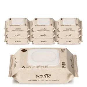 에코닉 브라운 엠보싱플러스 80매 10개입 60gsm 생분해물티슈 100%레이온원단 447051