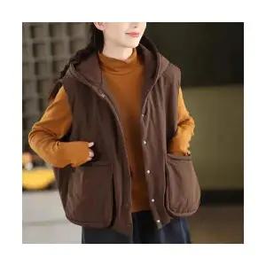 무천도사 여성 여친 베스트 캐주얼 겨울 패딩 따뜻조끼 빅 포켓 도톰 민소매 코트 KKE4