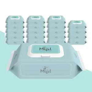 미엘 민트 아기 물티슈 100매 20팩 캡형 히알루론산 플레인 평량35g (총2000매)