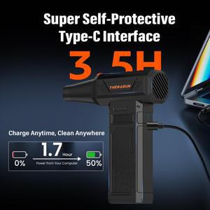 업데이트된 U7Ultra 미니 소형 터보 제트 팬 전기 먼지 떨이 4단 조절 가능 180000RPM 풍속 58 메터초 자동