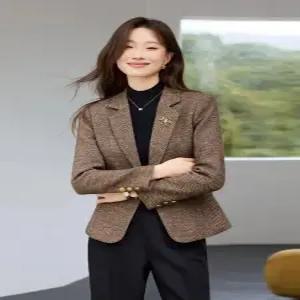 깜도리 여자 키작녀 정장 자켓 그레이 울 코트 가을 겨 캐주얼 쇼트 꾹4