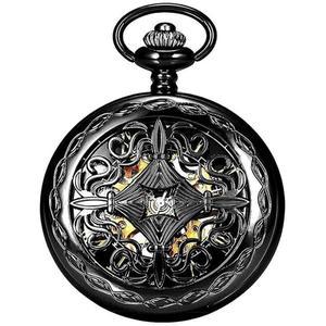 보시야 기계식 포켓 워치 야광 스팀펑크 빈티지 / 체인 손 감김 업 블랙 스켈레톤 다이얼 로마 숫자 u2026