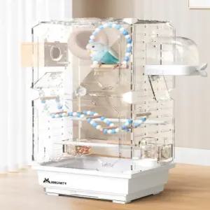 투명 새 케이지 아크릴 앵무 사육장 둥지 휴대용 조류