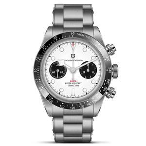 [미국배송] 하이친 파가니 디자인 1718 남성 크로노그래프 시계 일본 쿼츠 무브먼트 스티안리스 스틸 밴드 100M 방수 레트로 손목시계