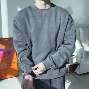 [옷자락]여자 기모티셔츠 무지 라운드넥 피그먼트 면백 맨투맨_P414204121