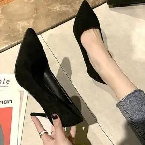 여성구두 미들힐 스웨이드 뾰족 슬링백 얇은굽 힐 (WFJ72ZN)